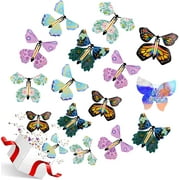 15 PCS Magic Flying Butterfly Fairy Flying Toys Wind up Rubber Band Powered Butterfly Toys Decoration for Colorful Bookmark and Greeting Card Surprise Gift
