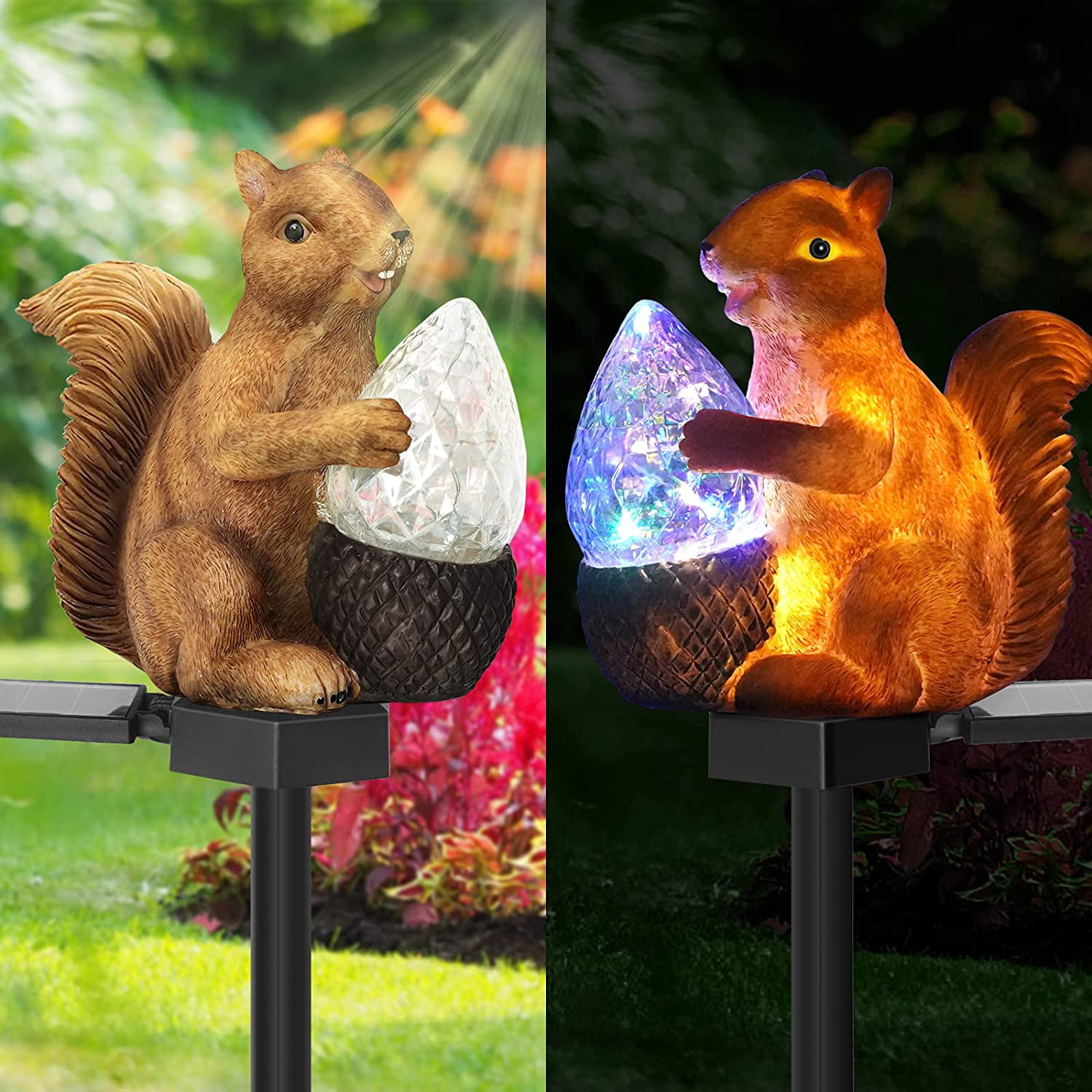 Details about   SQUIRREL NUT TREE ANIMAL OUTDOOR 9" STATUE LANTERN LED PATH SOLAR LIGHT LAMP 