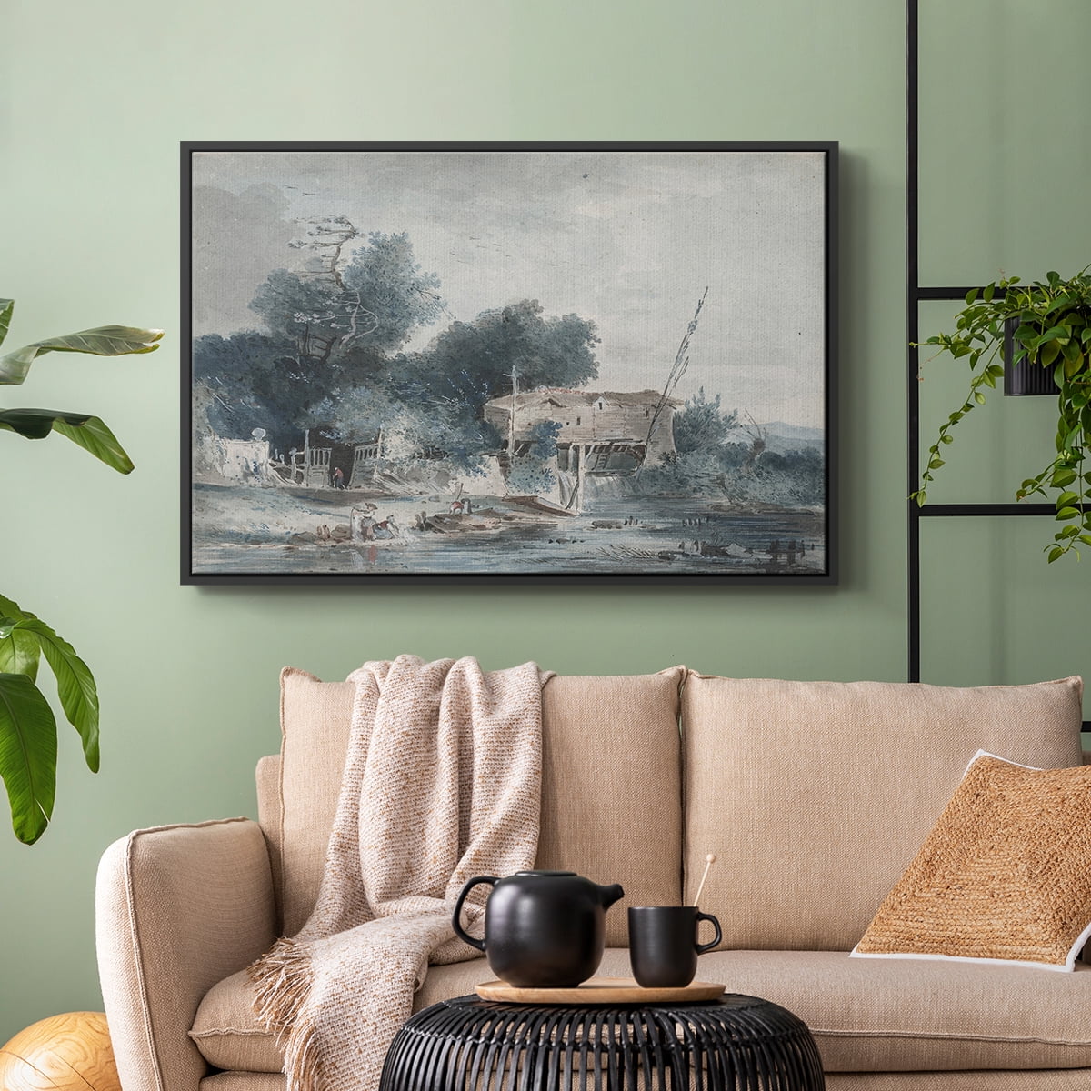 Vintage Landscape-CCCXLVII By Wexford Home Framed in Black Wood Gallery Wrapped Canvas 17 in. x 25 in.