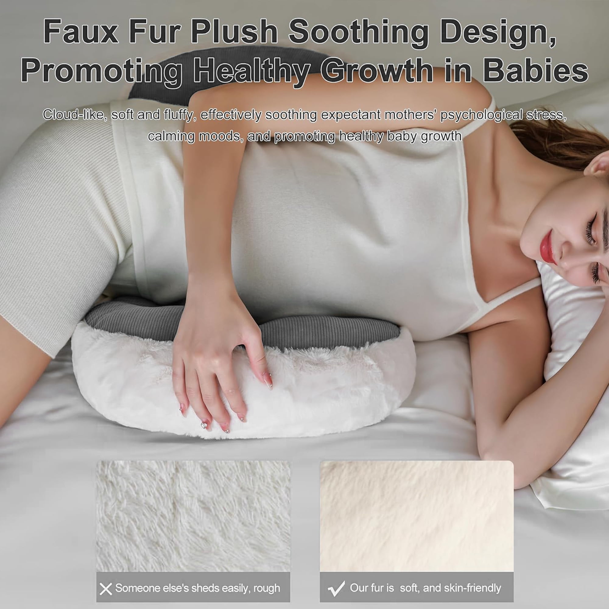 Arsvita W-Shaped Pregnancy Pillow Gray, Adjustable Travel Wedge Maternity Pillow for Side Sleepers, Back Belly Hip Support