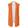 thumbnail image 2 of Uooqdmx Womens Cardigan Womens Vests Outerwear Casual Solid Print V Neck Coat Open Front Lightweight Cardigan Sleeveless Loose Outwear with Pockets Womens Vests Outerwear Orange 2XL, 2 of 4