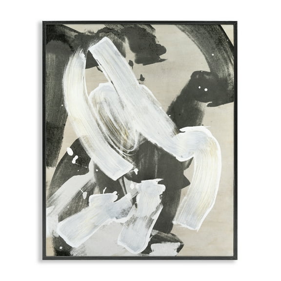 Stupell Industries Chaotic White Paint Streak Abstract Painting Black Framed Art Print Wall Art, 11 x 14