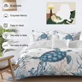 thumbnail image 3 of 3 Piece Coastal Sea Turtle Duvet Cover Set Twin Size,Microfiber Comforter/Quilt Cover with Corner Ties and 2 Pillowcases,Ocean Beach Summer Coral Starfish All Season Soft Bedding with Zipper Closure, 3 of 8