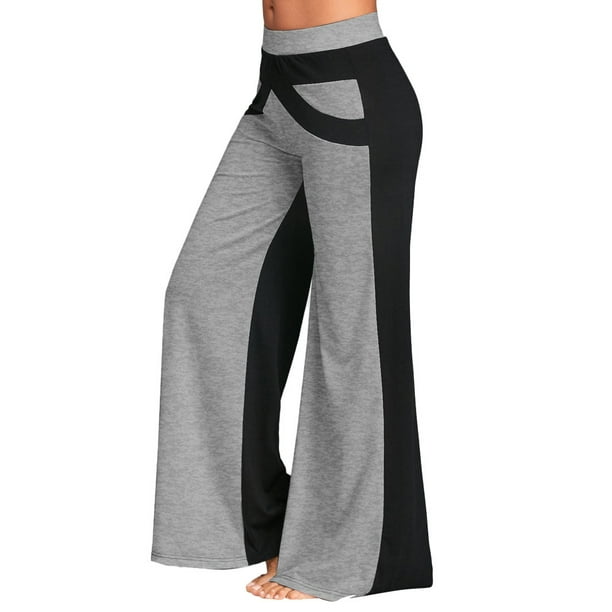 Frehsky yoga pants Women Patchwork Bell Bottoms Flare Trousers Mid ...