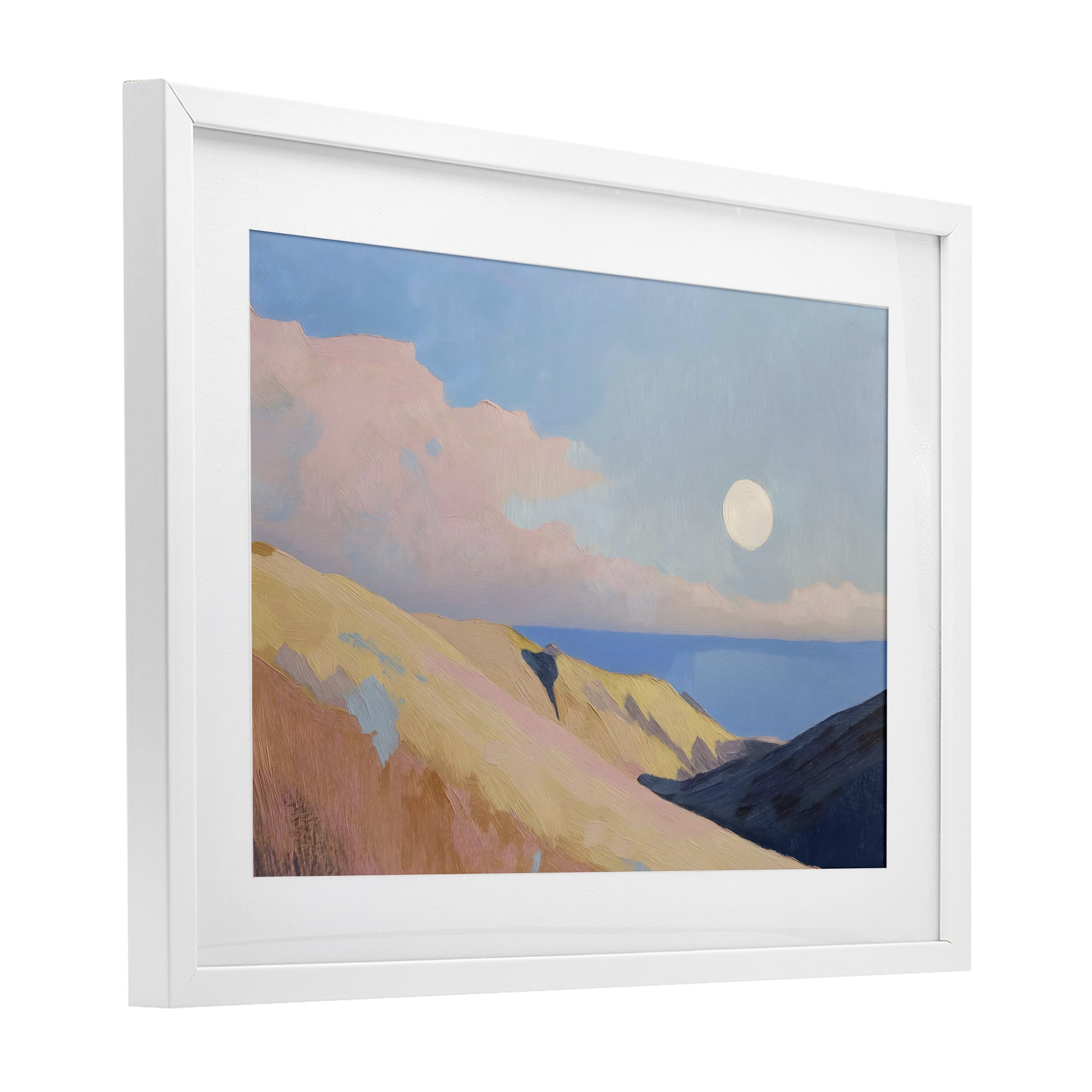 Stupell Industries Pink Hills At The Ocean White Framed Print Under Glass, design by Gina Kelly