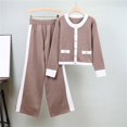 thumbnail image 1 of Aqestyerly Ensembles pour Femmes 2024 Ensembles Décontractés pour Femmes à Manches Longues à Col Rond Chandails Hauts à Rayures Pantalons Longs Ensembles, 1 of 5