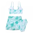 thumbnail image 2 of Xmarks Girl's 3 Piece Swimsuits Tie Dye Bikini Bathing Suits with Beach Skirt Green 8Y, 2 of 8