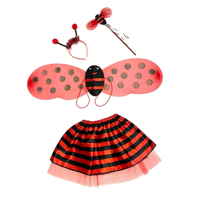 Kit de disfraz de abeja para niños, lindos accesorios de disfraz de animal para cosplay de Halloween para niñas. Rojo