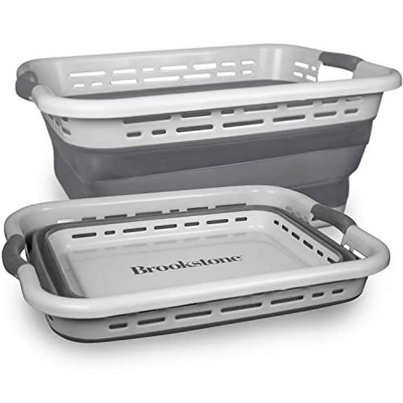 Brookstone 11 Gallon Collapsible Laundry Basket, Gray