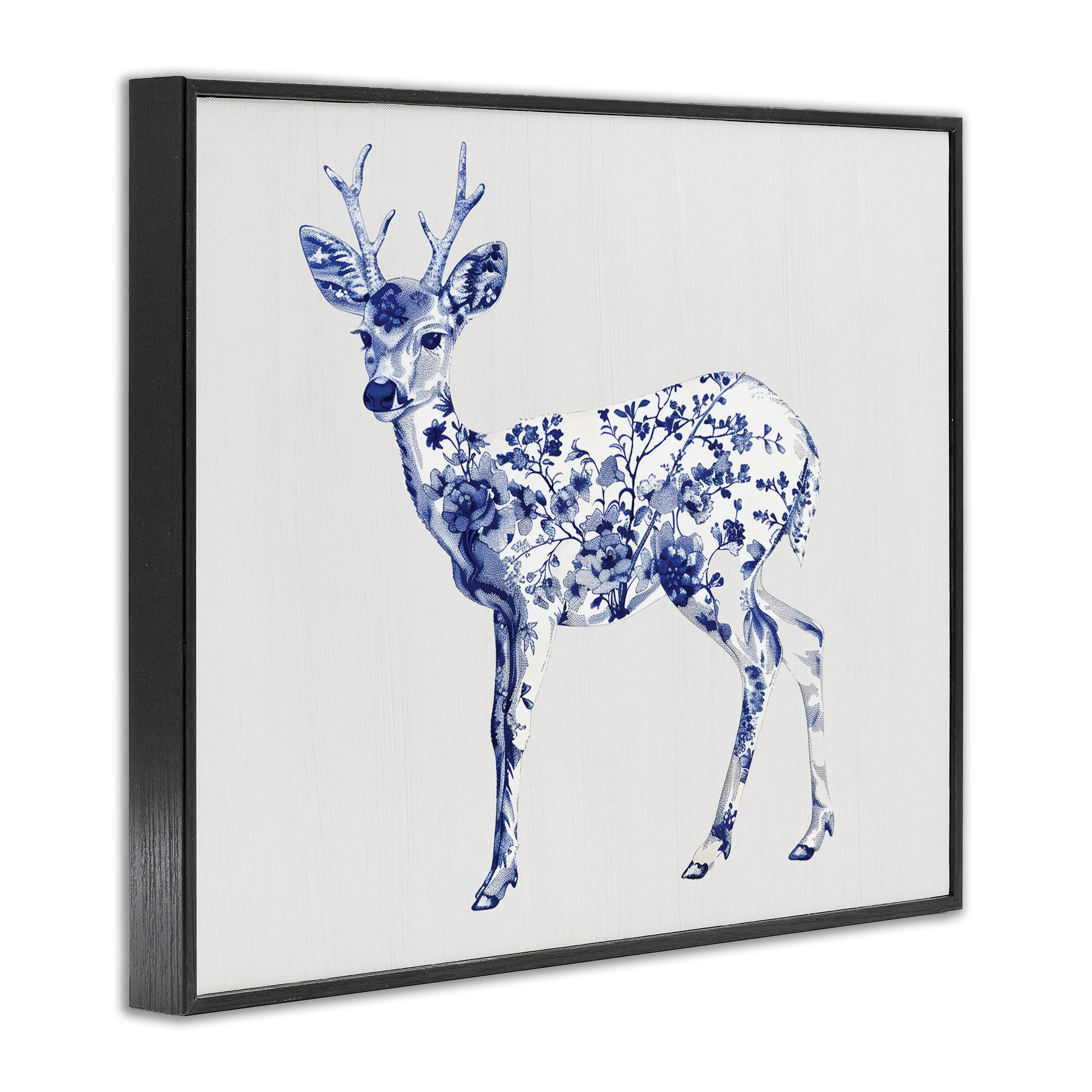 Graceful Toile Deer Black Framed Giclee Art, design by Lettered and Lined