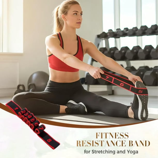 Bandes d'entraînement-Sangle d'étirement numérotée en 8 sections pour la flexibilité, bande de résistance élastique haute densité pour l'entraînement de la force musculaire, sangle pour l'entraînement Bandes d'entraînement-Sangle d'étirement numérotée en 8 sections pour la flexibilité, bande de résistance élastique haute densité pour l'entraînement de la force musculaire, sangle pour l'entraînement