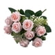 thumbnail image 1 of Ramo de rosas artificiales de varias cabezas con tallo para ramo de novia, boda, fiesta, centro de mesa, decoración del hogar, 1 of 8