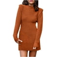 thumbnail image 2 of EGNMCR Chandail à Col Roulé pour Femmes, Chandails pour Femmes Chandail d'Automne et d'Hiver pour Femmes Décontracté Ample Chaud Couleur Unie Manches Longues Col Rond Robe Chandail à Manches Longues pour Femmes Chandail, 2 of 5