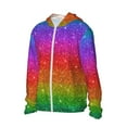 thumbnail image 3 of Goofa Rainbow Glitter Printed Women's UPF 50+ Sun Protection Hoodie Jacket Lightweight Long Sleeve Sun Shirt for Women with Pocket Hiking Outdoor-X-Large, 3 of 9