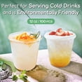 thumbnail image 2 of Compostable clear plastic cups, 12-ounce biodegradable disposable cups, plant-based plastic cold drink cups, suitable for juice, wine, parties, weddings, and everyday use - 100 pack, 2 of 4