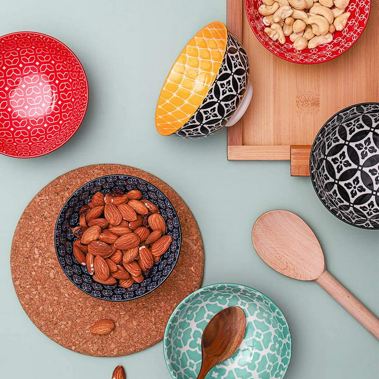 DOWAN Porcelain Cereal Bowls, 23 Fluid Ounces Vibrant Colors Soup