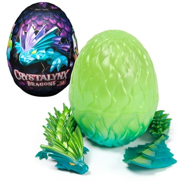 CrystaLynx Dragons, 12.5-inch Articulated Dragon Figure & Display Egg (Styles Vary)