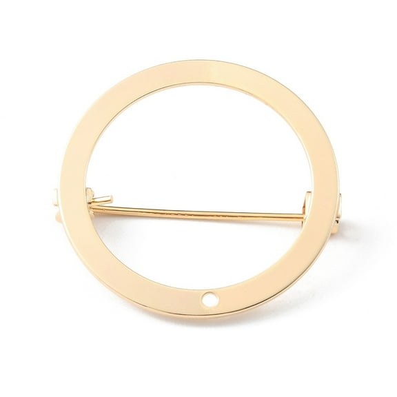 6 pc Brass Brooch Base Settings Donut with Hole Light Gold 28.5x1mm Hole: 1.4mm Pin: 0.9mm