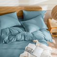 thumbnail image 3 of Cotton Duvet Cover Queen Size Pinstriped Comforter Cover with Button Washed Cotton Breathable Soft Solid Bedding Set Duvet Cover ×in & Pillowcases (NO Comforter), 3 of 9