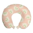 thumbnail image 1 of Floral Travel Pillow Neck Rest, Pattern of Blossoming Agapanthus Flowers in Pastel Tones, Memory Foam Traveling Accessory Airplane and Car, 12", Peach Lime Green, by Ambesonne, 1 of 2