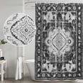 thumbnail image 5 of Black Grey Shower Curtain, Waterproof Shower Curtains for Bathroom, Boho Vintage Print Distressed Brick Patterns Washable Fabric Bathtub Curtain Set Bath Decor with 12 Hooks 72"x78", 5 of 8