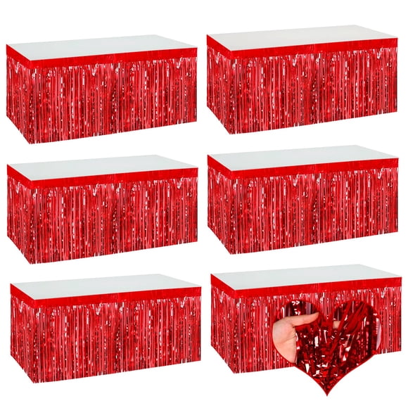 Table Skirts Mebiornt, paquete de 6 unidades, 74 x 274 cm, lámina metálica roja