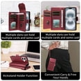 thumbnail image 3 of Allytechgroup Wallet Case for Google Pixel 6a, Faux Leather Magnetic Flip Cover with Stand Hand Strap Shockproof TPU, Card Slots, Cash Holder Phone Case Shell for Google Pixel 6a,Red, 3 of 15
