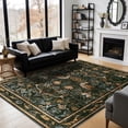 thumbnail image 2 of SORONO KATE 4'x6' Floral Bird Area Rugs for Living Room, Machine Washable Oriental Vintage Distressed Non Slip Soft Indoor Area Carpet, Forset Ink, 2 of 7