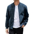 thumbnail image 2 of Zedker Mens Faux Suede Leather Jacket Lightweight Casual Solid Bomber Jacket Water Resistant Windbreaker Outwear Blue S, 2 of 9