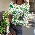 thumbnail image 2 of ASDFVBKG Women's St Patrick's Day Blouse Casual Crew Neck Basic Long Sleeve Slim Fit Shirts Ribbed Knit Shamrock Comfortable Pullover Tops Mint Green S, 2 of 6