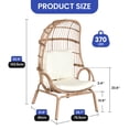 thumbnail image 6 of ModFusion Standing 370lb Capacity Wicker Egg Chair, Oversized Indoor/Outdoor Patio Lounger with Steel Frame, Beige, 6 of 8