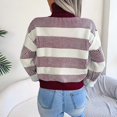 thumbnail image 4 of Vedolay Pullover Sweaters for Women Cropped Striped Sweaters Oversized Long Sleeve Crew Neck Crop Tops,Red L, 4 of 5