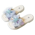 thumbnail image 4 of LNMQLPDBS Toddler Girls Sandals Tulle Bowknot Decoration Soft Sole Comfort Flip Flops Children Fashion Casual Open Toe House Shoes Kids Slippers Girls for Outdoor Blue 6-7 Years, 4 of 6