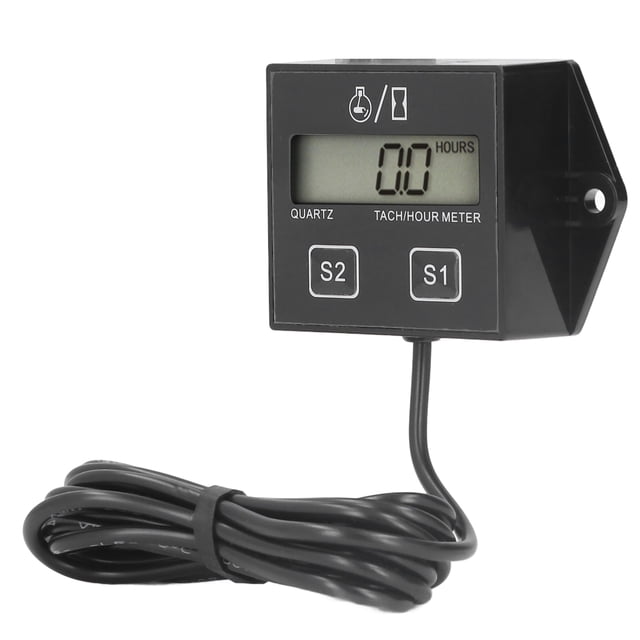 Tachometer Timer, LED LCD Screen SERVICE Reminder Low Voltage Design Tach Hour Meter for 2/4-Stroke Gasoline Engine for Pickup Trucks Trailers Boats
