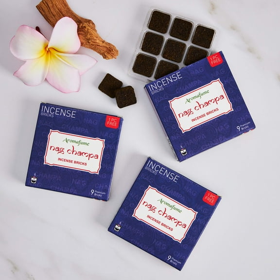 Nag Champa Incense Bricks Refill Pack (3 x 9 Bricks) by Aromafume