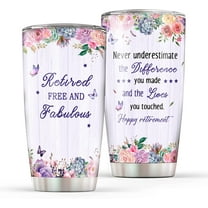 Retirement Gifts Tumbler with Lid and Straw 20 oz Retired Free and Fabulous Fun Happy Retirement Gifts Coffee Cup For Women, Coworkers or Friends Travel Tumbler Mug