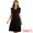 Black, variant on DARING DIVA V-Neck Short Sleeve Belted A-Line Pleated Dress S Black