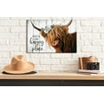 thumbnail image 5 of WFSposter Highland Cow Wall Art - This Is Our Happy Place Inspirational Canvas Poster for Home - Long Haired Scottish Cow with White Flower Picture Farmhouse Kitchen Decor Framed (10"x15"), 5 of 6
