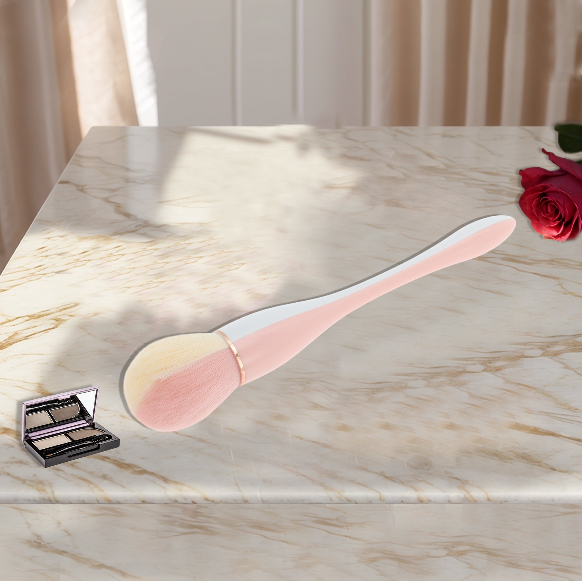 Unique Bargains 1 Pc Color Matching Makeup Brush for Daily Makeup Application White, Pink