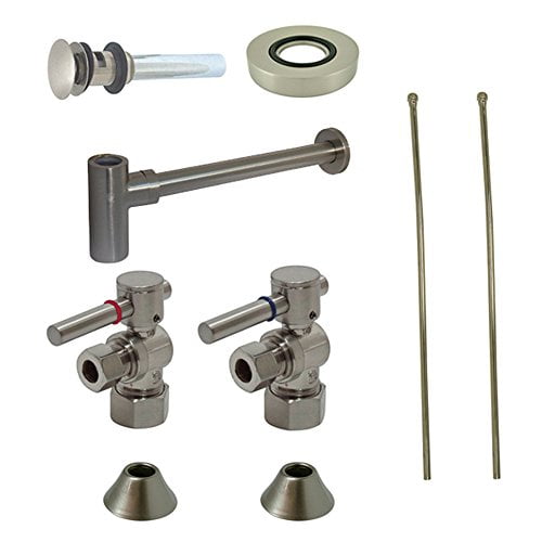 Kingston Brass Trimscape CC53308DLVOKB30 Kit de Garniture d'Évier Contemporain avec Piège à Bouteilles pour Évier avec Trou de Débordement, Nickel Satiné
