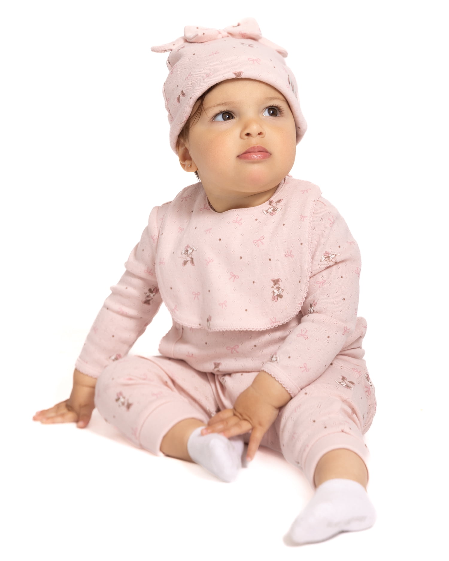 Disney Minnie Mouse Unisex Baby Allover Print Take Me Home Layette Outfit Set, 4-Piece, Sizes Preemie-6/9M