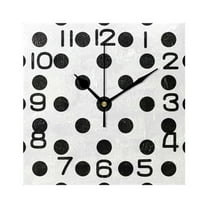 Black Polka Dots Wall Clock Square Silent Non-Ticking Battery Operated Retro 7.78" Clock Home Kitchen Office Decoration