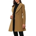 thumbnail image 4 of INSPIRE CHIC Abrigo Elegante para Mujer con Cuello Chal, Abrigo Largo con Cinturón de Invierno, M Marrón, 4 of 6