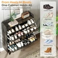 thumbnail image 3 of VINGLI Farmhouse Shoe Cabinet with 2 Flip Drawers, 31.6" Ultra Slim Hidden Storage Organizer for Entryway, Rustic Brown & Wood Tapered Legs, 3 of 20