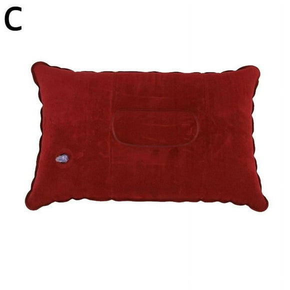 Inflatable PVC And Nylon Pillow Soft Blow up Sleep Camping. Cushion R9R5