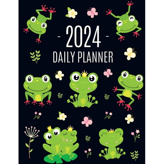 Frog Planner 2024: Funny Amphibian Monthly Agenda January-December Organizer (12 Months) Cute Green Water Animal Schedul, (Paperback)