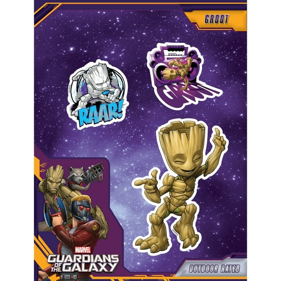 Marvel Guardians of the Galaxy Groot Decals - Set of 3 Vinyl Stickers for Car Laptop Computer Skateboard - Marvel Stickers for Kids and Adults