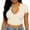 Beige, variant on Staron Women's Crop Top Notched V-Neck Short Sleeve Slim Fit Ribbed Knit Casual Solid Color Tee for Streetwear Brunch Festival, Hot Pink S