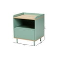 thumbnail image 2 of Baxton Studio Tavita Two-Tone Mint Green and Oak Brown Wood 1-Drawer End Table, 2 of 11