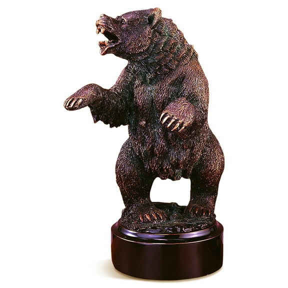 Growling Bear Statue -Bronze Finished Bear Sculpture
